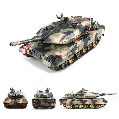 Leopard IIA5 RC Battle Tank 1/24 Scale With Infrared Combat And BB Shooting, 2.4GHz Remote Control in camouflage design.