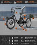 Folding Electric Tricycle For Adults With 3 Wheels 600W Peak Power 24 Inch Wheel 499Wh Battery Removable Battery LCD Display measured dimensions and basket
