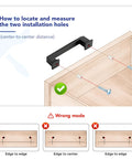 Matte Black Cabinet Pulls 5 Inch 128mm Hole Centers Zinc Alloy Drawer Handles installation guide with correct and incorrect modes