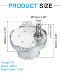 Go To Low Speed 5V DC Brushed Gear Motor JS-50T With 2 RPM Output showing dimensions and shaft details
