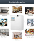 Smart Cold Air Scent Diffuser For Home With Dry Mist Technology To Vaporize Essential Oils Fast Without Water Or Heat And Straight Up Smooth 300 Ml Capacity White displayed in various settings like office, kitchen, and bedroom.