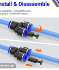 Diagram showing installation of 30 Packs Of Three Eighths Inch Push To Connect Pneumatic Fittings Cap Style Blanking Plugs