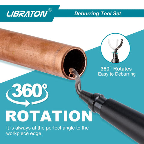 Libraton Deburring Tool Kit 12 In 1 With Ergonomic Aluminum Handle And Eleven High Speed Steel Blades for PVC pipe edge deburring.
