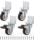 Side Mount Caster Wheels 1.25 Inch Heavy Duty L Shaped Plate With Double Ball Bearing Swivel Set Of 4 Holds 100 Lbs with screws