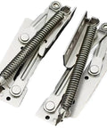 Two Pack 80 Degree Sprung Cabinet Hinges With Soft Close Dampening Lift Up Stay Top Support, metal springs visible.