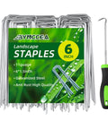 Heavy Duty 6 Inch Galvanized Landscape Staples 50 Pack U Shaped Pins For Securing Weed Barrier Fabric Garden Stakes And Lawn Ground Anchors 11 Gauge Rust Resistant