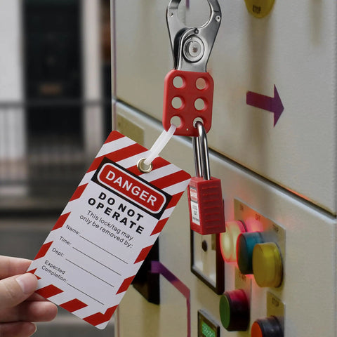 Lockout Tagout Kit For Electrical Safety Must Have With Hasps Clamp On And Universal Breaker Locks, 4 Safety Padlocks, Tags, Keyed Different, 7131R
