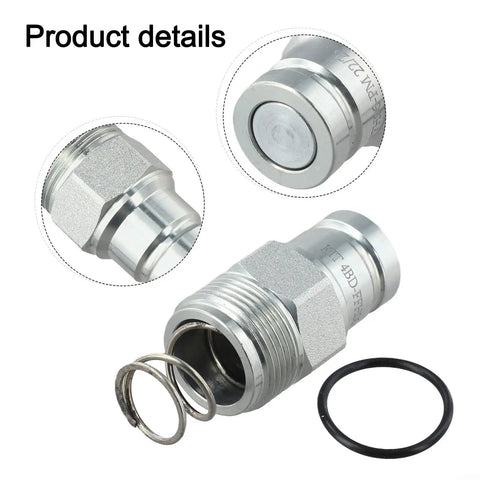 3/8 Inch Male Flat Face Hydraulic Quick Coupler Fitting Compatible With Bobcat Skid Steer Loaders Heavy Duty Metal Body