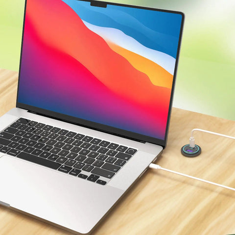 Heavy Duty 12V USB C Outlet Pushes Out Slick 65W PD3.0 And 18W Quick Charge 3.0 waterproof socket connected to a laptop charging.