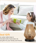 Cozy Boho Rattan Table Lamps Set Of 2 With Touch Control 3 Way Dimmable Nightstand Lamps for Bedroom Living Room in gift setting