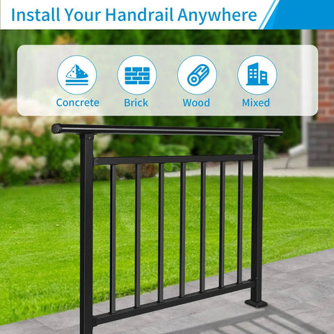 Upgrade Horizontal Deck Railing Kit Built Tough 40 Inch High 48 Inch Wide Black Heavy Duty Wrought Iron Outdoor Guard Fence Handrail For Porch Balcony Patio Deck And Other Outdoor And Indoor Spaces