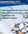 Heavy Duty Shelf Support Pins And Replacement Screws Compatible With Ikea Part 131372 solid zinc alloy for BILLY bookcases.