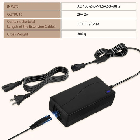 Heavy Duty 29V 2A Power Supply For Electric Recliners And Lift Chairs With LED Indicator Light and 7.21 ft cord.