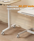 Standing desks with Lockable Stem Caster Wheels Set Of 4, 2.5 Inch White Swivel Casters With M8 Metric Threads, installed on wooden floor.