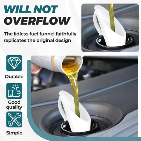 Close-up of a Two Pack Capless Gas Tank Funnel For Cars Durable Polypropylene Fuel Funnel Set For Automotive Maintenance
