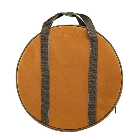 Brown Cable Bag For Trucks And Rigs, Truck And Rig Ready Organizer That Fits With Spare Wheel, web carry handles visible