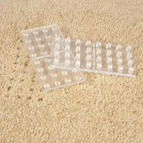 4 Inch Square Carpet Protectors With Self Stick Spiked Bottom, Dent Proof Floor Pads For Tables Beds Sofas And Chairs, Clear Finish