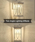 Dope Outdoor Wall Light With Crackle Glass And Dusk To Dawn Sensor Waterproof Black Finish Exterior Sconce For Front Door Porch Garage Or Patio Modern Matte Black Wall Mount Lighting For Home showing two angle lighting effects