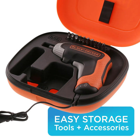 4V Max Cordless Screwdriver With Fast Charge 15 Minute Charge Powers 100 Screws Comes With 1 Inch Assorted Bits Pistol Grip Compact Design