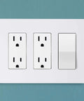 Screwless Decorator Wall Plates White 3 Pack 3 Gang Switch Cover Plate Electrical Outlet Cover Durable Easy To Clean on blue wall