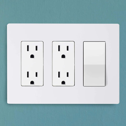 Screwless Decorator Wall Plates White 3 Pack 3 Gang Switch Cover Plate Electrical Outlet Cover Durable Easy To Clean on blue wall