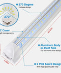 2 Foot LED Shop Light 25W 6500K 3200LM Beast Bright Clear Cover T8 Fixture showing detailed design specifications