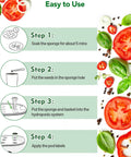 Illustration showing steps to use Hydroponic Pods Starter Kit With 120 Grow Sponges And 120 Pod Labels Compatible With Aerogarden And Most Systems.