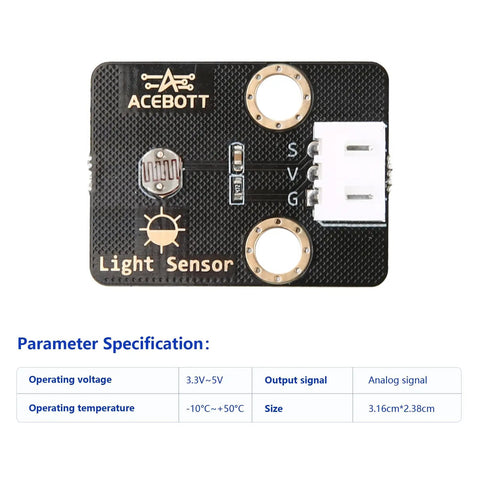 Six Pack LDR Light Sensor 5516 Photoresistor LM393 3 Pin 3.3 to 5V Compatible With Arduino and ESP32 Easy Plug with XH254 Quick Connect Cables and Slot Style Mount 3.16x2.38cm