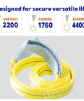 Kivomot lifting straps, 2-pack, yellow 1in x 6.5ft polyester tow straps