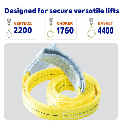 Kivomot lifting straps, 2-pack, yellow 1in x 6.5ft polyester tow straps