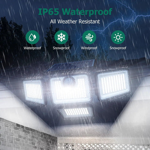 Heavy Duty Four Head Solar Motion Sensor Lights With Remote And Three Settings Provide Badass 4500 Lumen Daylight Glow For Rock Solid Backyard Security And Killer Wall Mount Illumination Top Shelf Two Pack Bundle