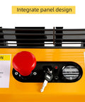 Control panel of Super Lightweight Full Electric Pallet Forklift Stacker, featuring a red emergency stop button and battery gauge.