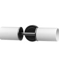 Matte Black 2 Light Double Wall Sconce Vanity Light Fixture With Versatile Vertical Or Horizontal Mounting, white shades shown
