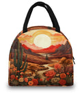 Desert Flower Cactus Insulated Lunch Bag with Padded Handle Leakproof Waterproof Lunch Tote Big Capacity Lunch Box