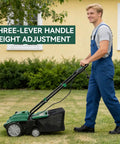 Person using Two In One Electric Dethatcher And Scarifier For Lawns 13 Inch Walk Behind Dethatcher with collection bag