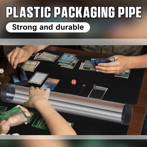 4 Pack Round Playmat Tubes Set For Card Game Storage used for MTG game, 16-inch clear tube shown on table setup