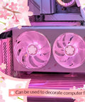 Pink Cherry Blossom PC Case Decor Set Featuring 15 Kawaii Sakura Stickers for Gamer Girls on computer fans.
