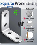 20 Pieces Stainless Steel L Bracket Corner Brace Sets For Wood Shelves 90 Degree Right Angle Brackets With Eighty Screws Includes Durable Metal Corner Brackets For Furniture Cabinets Drawers Chairs 1.57 By 1.57 Inches showcasing comparison with others