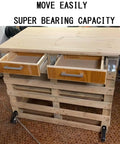 Tough As Nails Workbench Caster Kit Set Of 4 Features Retractable Step Down Swivel Wheels For Silent Table Rolling and Rock Solid 300kg Load Rating on wooden workbench.