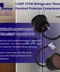 1/2HP 375W Refrigerator Thermal Overload Protector With Auto Shutoff displayed with features and benefits