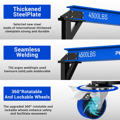 Beefed Up 2 Ton Gantry Crane Up To 4500 Lbs Capacity Adjustable Height 8.53 To 12.47 Ft 6.56 Ft Width Steel I Beam Construction Portable Shop Hoist For Factories And Warehouses Blue 2026 Upgraded