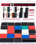 Open box showing 230 pcs 3 To 1 Heat Shrink Tubing Kit with 8 sizes, adhesive lined, marine grade shrink wrap in 5 colors.