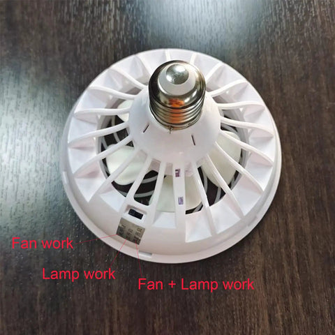 XEGZLH E27 Ceiling Fan with LED Light 5-Blade Modern Lamp 5.79inch showing E27 lamp head with fan and light modes.