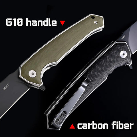 Keen Folding Pocket Knife Dope EDC Gear With 84mm 14C28N Stainless Steel Blade, HRC 60, featuring G10 and carbon fiber handles