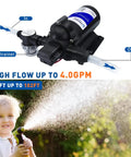 110V Fresh Water Pump That Works Like A Dream 4GPM 45PSI Self Priming Booster Transfer On Demand Diaphragm image showing pump with input and output connections.