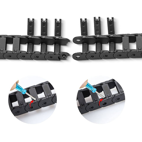 39.3 Inch Drag Chain Cable Open Type R18 10x15mm Inner 14.5x22.5mm Outer Heavy Duty Nylon PA66 Black For CNC Router Mill And 3D Printer Includes 1 Pair Connectors 9 Screws And Screwdriver