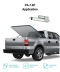 12V Potentiometer Feedback Mini Linear Electric Actuator, Compact 4 Inch Stroke, 35 Lbs Force, installed in truck application