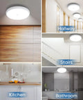 Flush Mount RGB Ceiling Light 12 Inch 24W in kitchen, hallway, stairs, bathroom setup; remote and app control