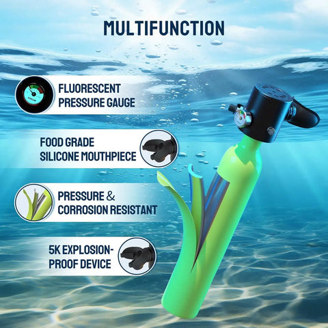 Mini Scuba Tank 0.5L Portable Diving Cylinder Gear For Underwater Breathing Training, Reusable Black Tank With Multifunction Features