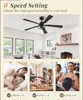 Two Pack Go To Farmhouse Style 48 Inch Ceiling Fans With Lights, Industrial Caged Design in living room, speed settings illustration